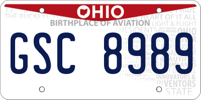 OH license plate GSC8989