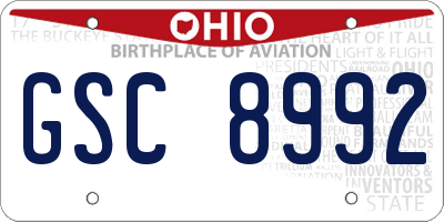 OH license plate GSC8992