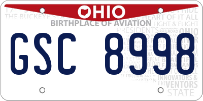 OH license plate GSC8998