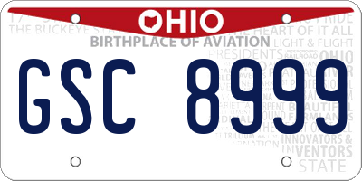 OH license plate GSC8999