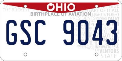 OH license plate GSC9043