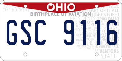 OH license plate GSC9116