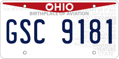 OH license plate GSC9181