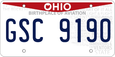 OH license plate GSC9190