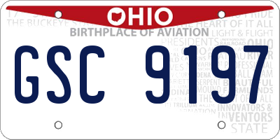 OH license plate GSC9197