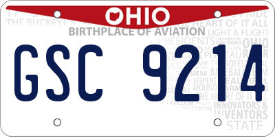 OH license plate GSC9214