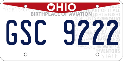 OH license plate GSC9222