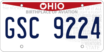 OH license plate GSC9224