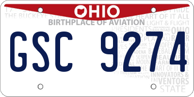 OH license plate GSC9274
