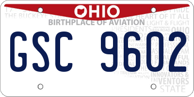 OH license plate GSC9602