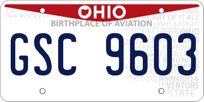 OH license plate GSC9603