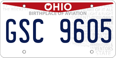 OH license plate GSC9605