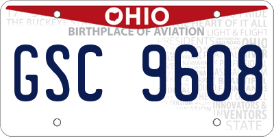 OH license plate GSC9608