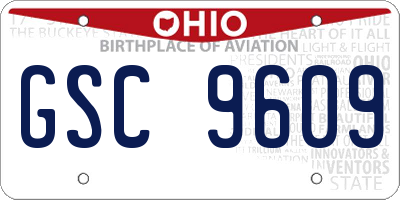 OH license plate GSC9609