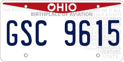 OH license plate GSC9615