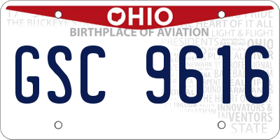 OH license plate GSC9616