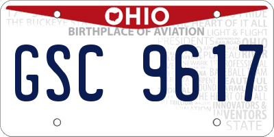 OH license plate GSC9617