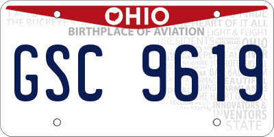 OH license plate GSC9619