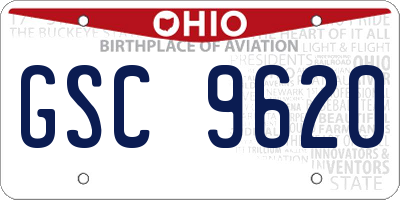 OH license plate GSC9620