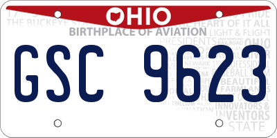 OH license plate GSC9623