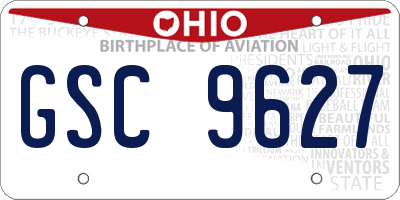 OH license plate GSC9627