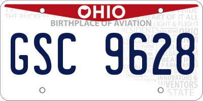 OH license plate GSC9628