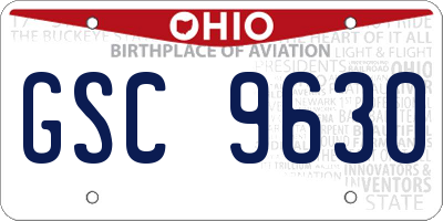 OH license plate GSC9630