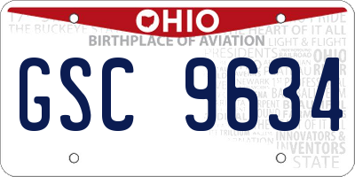 OH license plate GSC9634