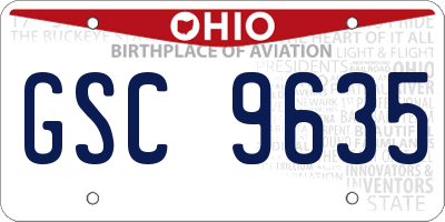 OH license plate GSC9635