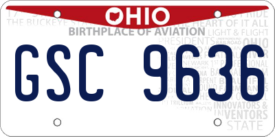 OH license plate GSC9636