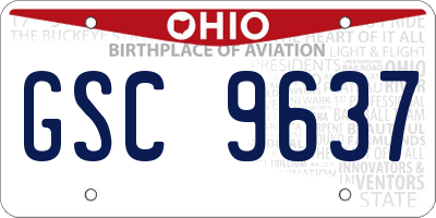 OH license plate GSC9637