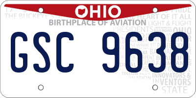 OH license plate GSC9638