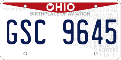 OH license plate GSC9645