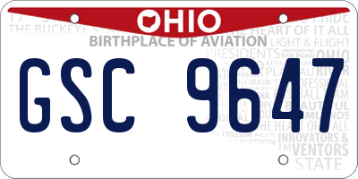 OH license plate GSC9647