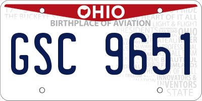 OH license plate GSC9651