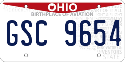 OH license plate GSC9654