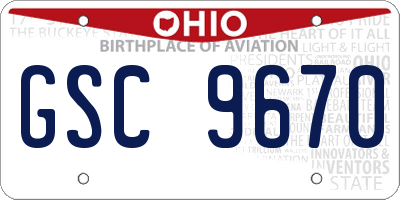 OH license plate GSC9670