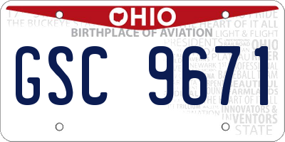 OH license plate GSC9671