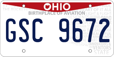 OH license plate GSC9672