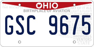 OH license plate GSC9675