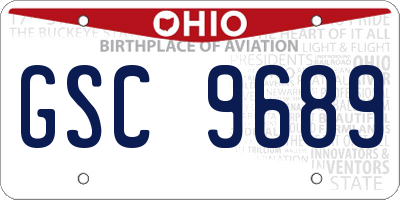 OH license plate GSC9689