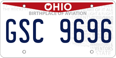 OH license plate GSC9696