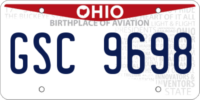 OH license plate GSC9698