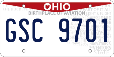 OH license plate GSC9701