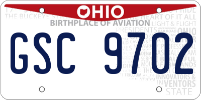 OH license plate GSC9702