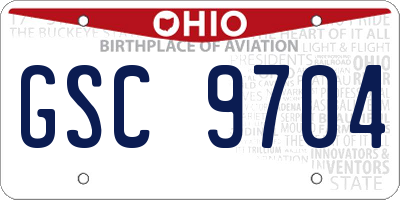 OH license plate GSC9704