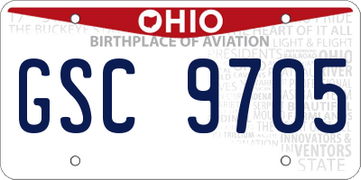 OH license plate GSC9705