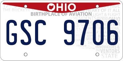 OH license plate GSC9706