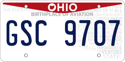 OH license plate GSC9707