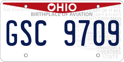 OH license plate GSC9709